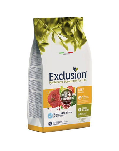EXCLUSION MonoProtein Noble Grain väikestele tõugudele mõeldud koeratoit veiselihaga 2 kg