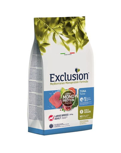 EXCLUSION MonoProtein Noble Grain suurtest tõugudest koeratoit tuunikalaga suurtele tõugudele 12 kg