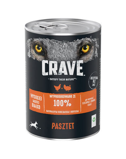 CRAVE purk 400 g - kana- ja kalkunipasteet (teraviljavaba täistoit täiskasvanud koertele)
