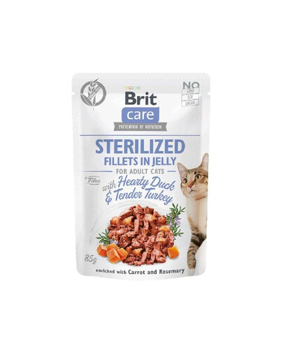 BRIT Care Fillets in Jelly Sterilized Pardi ja kalkuni 85 g steriliseeritud kassitoit
