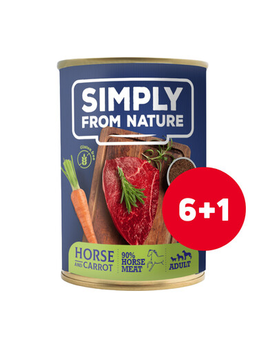 SIMPLY FROM NATURE Niiske koeratoit Horsemeat linaseemnetega 6 x 400 g + 1 tasuta