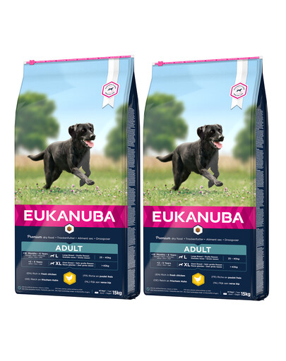 EUKANUBA Active Adult Large Breed turtinga šviežia vištiena 30 kg (2 x 15kg)