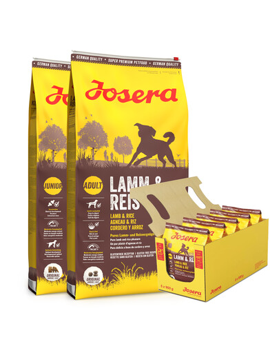 JOSERA Lamm&Reis 2 x 12,5kg täiskasvanud koertele lambalihaga + 5 x 900g TASUTA