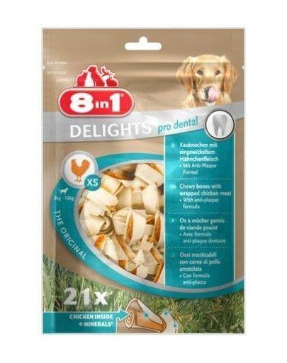 8In1 maiuspala Dental Delights Bones XS 21 tk.