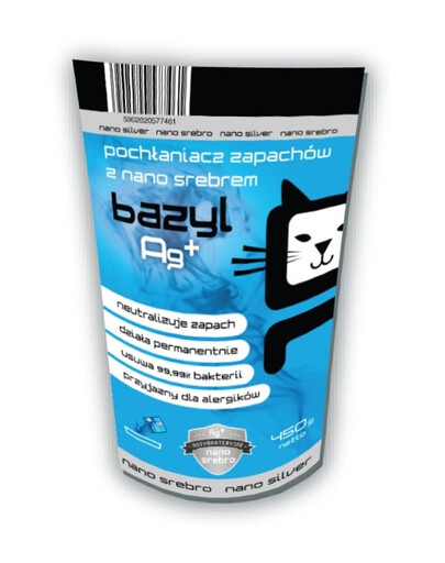 BAZYL Ag+ Bentoniit lõhnaabsorber kassidele 450 g