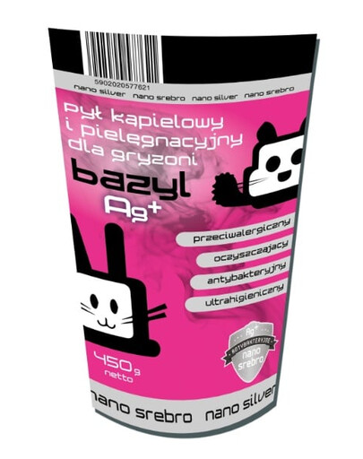 BAZYL Ag+ Bentoniit hooldustolm näriliste jaoks 450 g