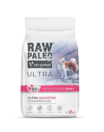 RAW PALEO Ultra Pork Medium Large Adult keskmist ja suurt tõugu koertele sea 60g