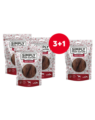 SIMPLY FROM NATURE Meat Strips Kitseliharibad koertele 4 x 80 g (3+1 TASUTA)
