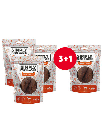 SIMPLY FROM NATURE Liharibad hobuseliha koertele 4 x 80 g (3+1 TASUTA)