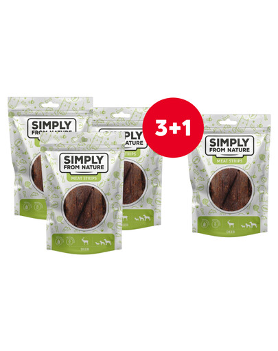 SIMPLY FROM NATURE Lihanuudlid hirve ja metssiga koertele 4 x 80 g (3+1 TASUTA)