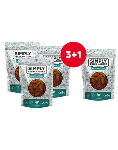 SIMPLY FROM NATURE Lihanuudlid kalkuniga koertele 4 x 80 g (3+1 TASUTA)