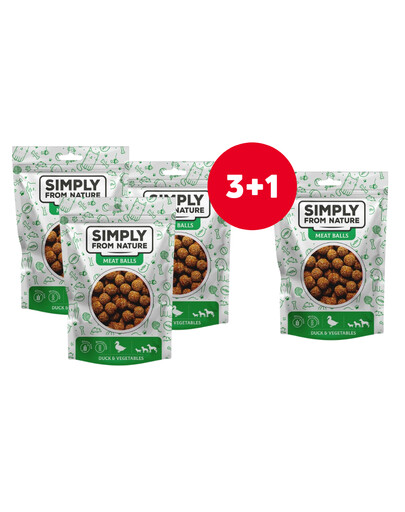 SIMPLY FROM NATURE Lihapallid Pardi- ja köögiviljapallid koertele 4 x 80 g (3+1 TASUTA)