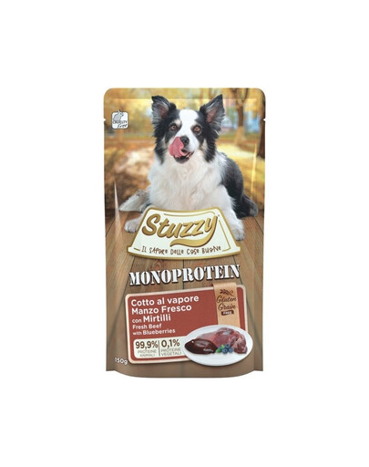 STUZZY Dog Monoprotein Veiseliha mustikatega 150 g hüpoallergeenne toit koertele