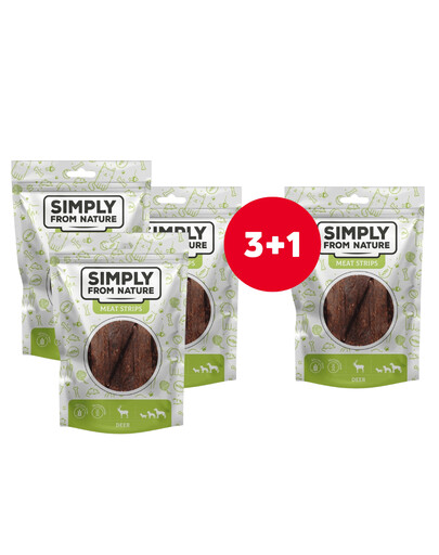 SIMPLY FROM NATURE Liharibad Hirveliha koertele 4 x 80 g (3+1 TASUTA)
