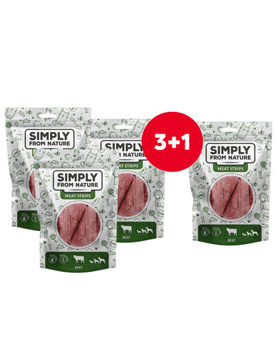 SIMPLY FROM NATURE Liharibad veiseliha ribadeks koertele 4 x 80 g (3+1 TASUTA)