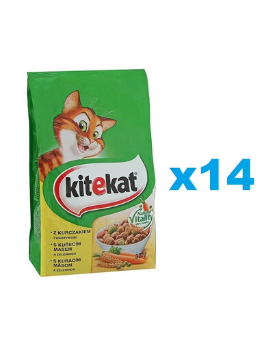KITEKAT kuivtoit kassidele kana ja köögiviljadega 14x300g