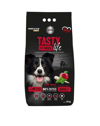 BIOFEED TASTY LIFE Premium z wołowiną dla psów średnich i dużych ras 12 kg