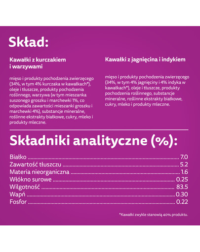 WHISKAS Tasty Mix Kremowe Wariacje z kurczakiem, jagnięciną i indykiem w sosie 12x85g