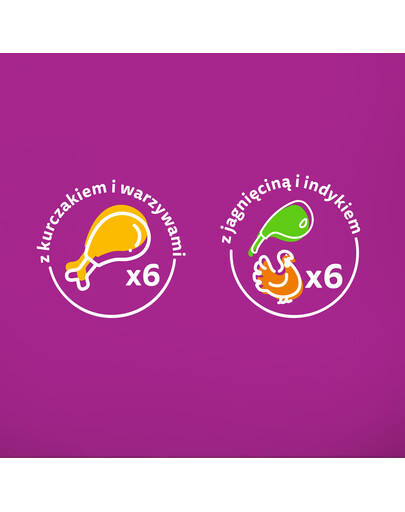 WHISKAS Tasty Mix Kremowe Wariacje z kurczakiem, jagnięciną i indykiem w sosie 12x85g