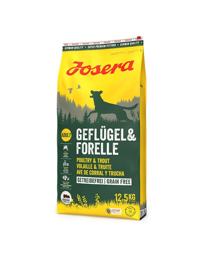 JOSERA Geflügel Forelle 12,5 kg Teraviljavaba toit aktiivsetele koertele