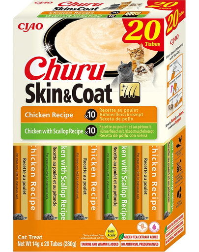 INABA Churu Cat Skin Coat 20x14g kana, kana ja kammkarbid kreemjas kasside maiuspala