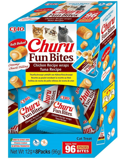 INABA Fun Bites Chicken with Tuna 8x12g kanaliha ja tuunikalaga wrapid kassidele