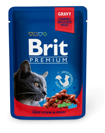 Premium Cat Adult wołowina i groszek saszetka dla kota 24 x 100g
