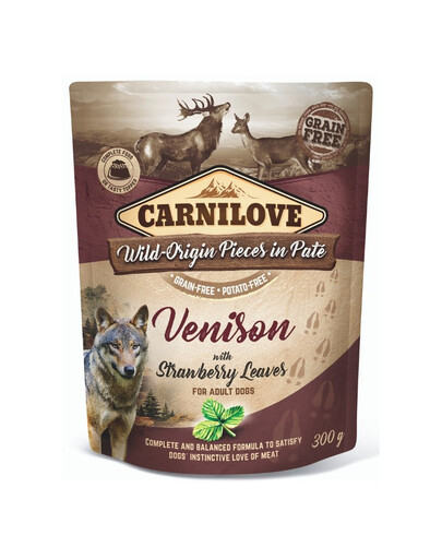 Dog Paté Venison with Strawberry Leaves 300g mokra karma dla psów Dziczyzna z liśćmi truskawki