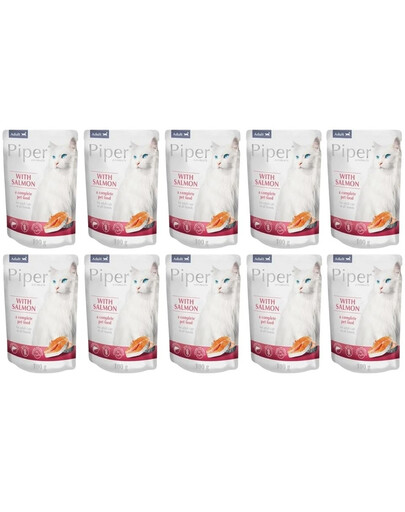 DOLINA NOTECI PIPER Animals Cat z łososiem 10x100 g mokra karma dla kota