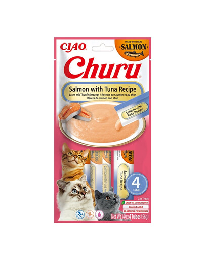 INABA Churu Cat Salmon with Tuna 4x14g kreemjas kasside maiuspala lõhe ja tuunikala maitsega