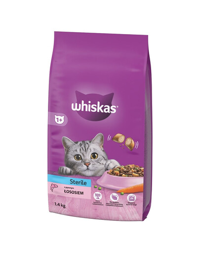 WHISKAS Sterile lõhega 1,4 kg kuivtoit steriliseeritud kassidele