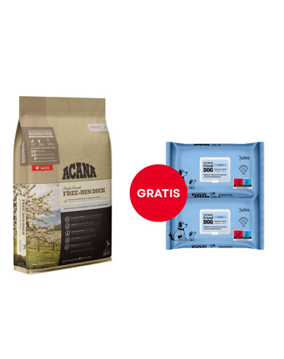 ACANA Singles Free-Run Duck 6 kg + LUBA My best friend Niisutatud salvrätikud naha ja karvkatte puhastamiseks ja kaitsmiseks 60 tk. GRATIS
