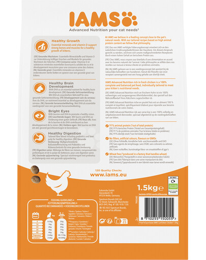 IAMS for Vitality Kitten Chicken 1,5 kg z kurczakiem dla kociąt