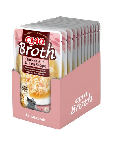 INABA CIAO Broth Bulion z kurczakiem i łososiem dla kotów 12x40g