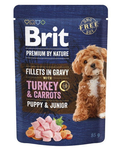 BRIT Premium By Nature Puppy Junior Fillets in Gravy kalkuni ja porgandiga 24x85g