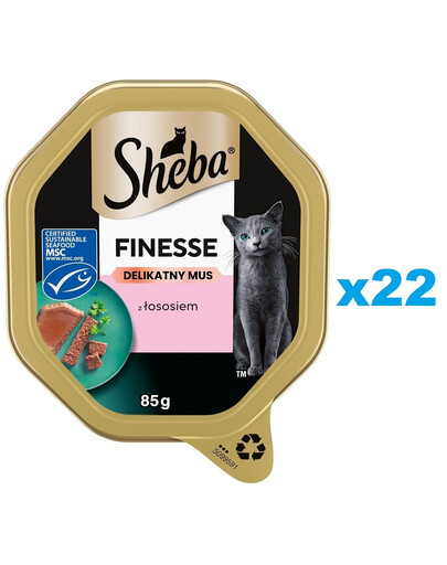 SHEBA Finesse 22x85 g märg täisväärtuslik toit täiskasvanud kassidele lõhe ja musiga