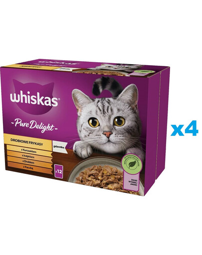 WHISKAS Adult 48x85g Drobiowe Frykasy märgtoit täiskasvanud kassidele marmelaadiga: kana, kalkun, kodulinnuliha, part