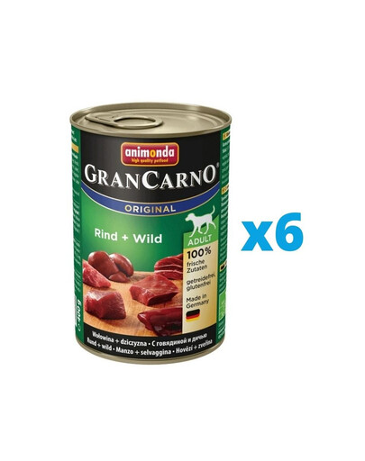 ANIMONDA GranCarno zestaw z wołowiną i dziczyzną 6 x 400 g