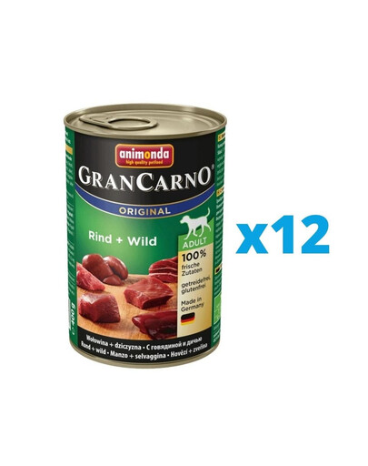 ANIMONDA GranCarno zestaw z wołowiną i dziczyzną 12 x 400 g