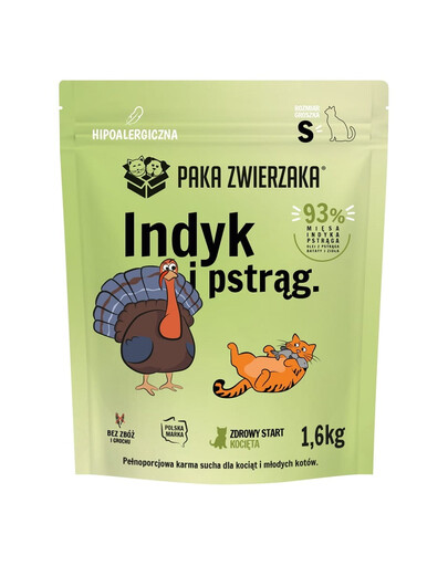 Karma sucha Indyk z pstrągiem dla kociąt S 1,6 kg