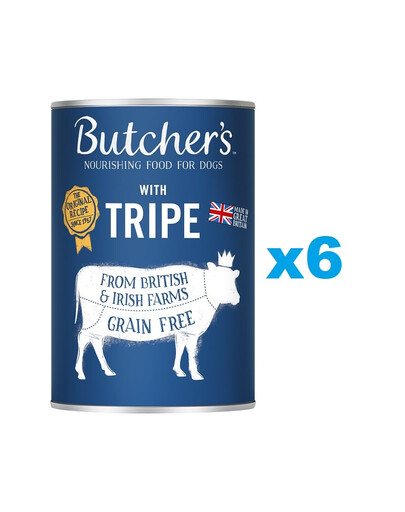 BUTCHER'S Original Tripe Mix, karma dla psa, ze żwaczem, pasztet, 6 x 400g