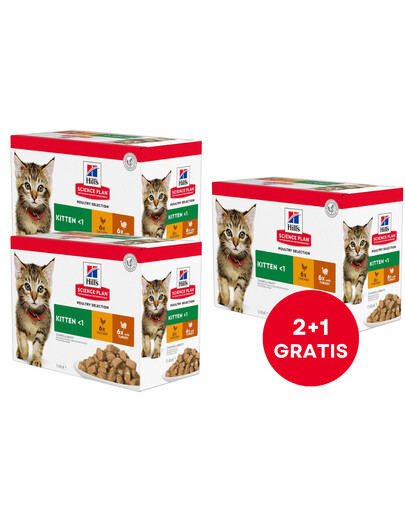 HILL'S Science Plan Feline Kitten Multipack Chicken & Turkey 85 g x12 Szt. (2+1 GRATIS)