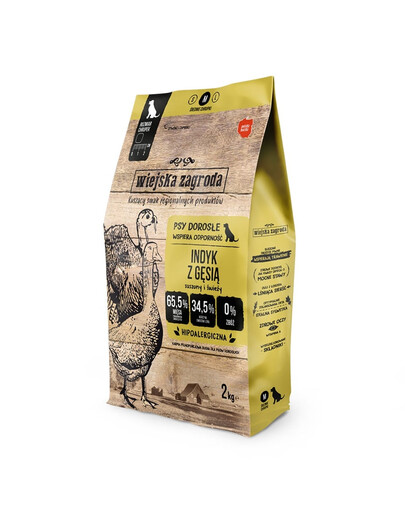 Indyk z gęsią karma dla psów chrupki M 2 kg