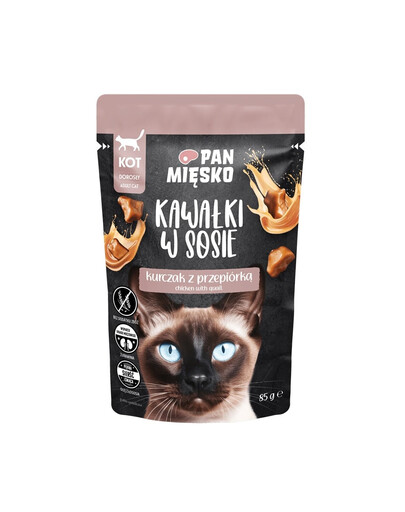 Kawałki w sosie Kurczak z przepiórką mokra karma dla kotów 85 g