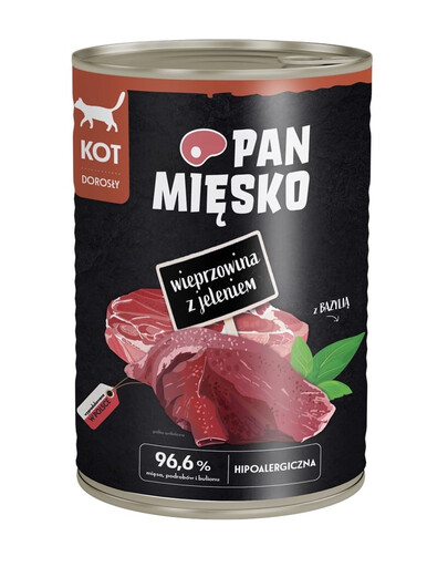 Wieprzowina z jeleniem mokra karma dla kotów 400 g