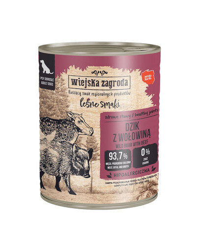 Leśne smaki Dzik z wołowiną mokra karma dla psów 800 g
