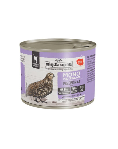 Monobiałkowa Przepiórka mokra karma dla kotów 200 g