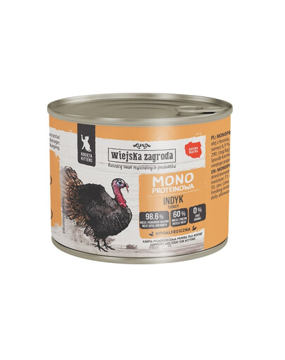 Monobiałkowa Indyk mokra karma dla kociąt 200 g