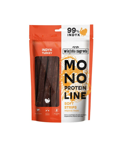 Monoproteinowe miękkie paski dla psów Indyk 100 g