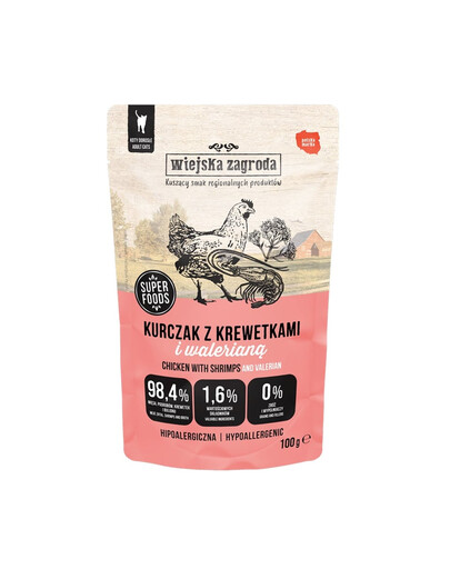Superfoods Kurczak z krewetkami i walerianą mokra karma dla kota 100 g
